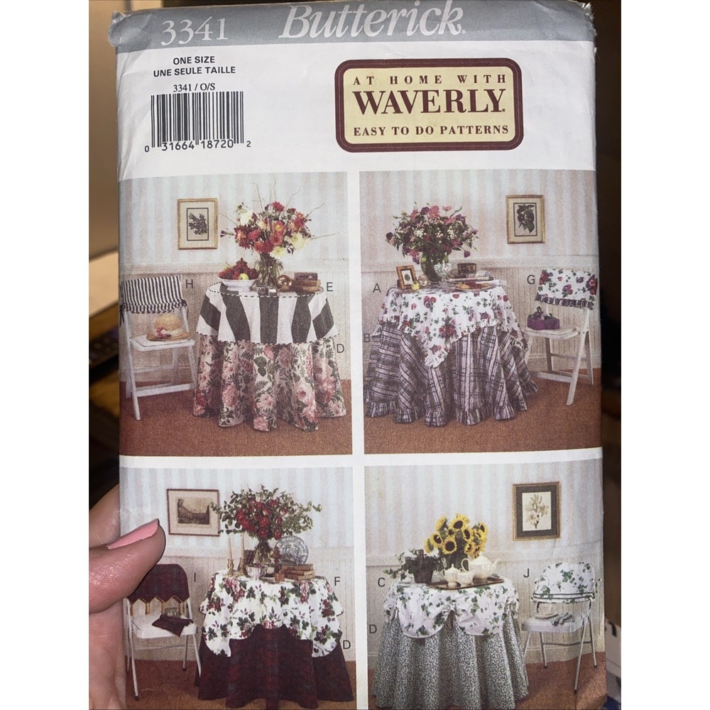 Vintage 1994 Butterick 3341 Waverly Table Chair Cover Sewing Pattern Uncut